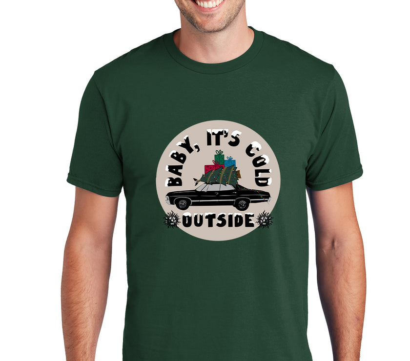 "Baby It's Cold Outside" Green T-Shirt (Unisex)