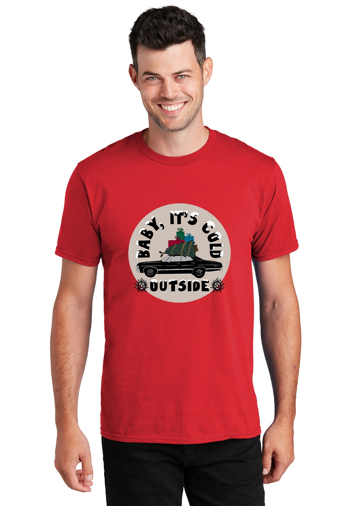 "Baby It's Cold Outside" Red T-Shirt (Unisex) (CE-T58)